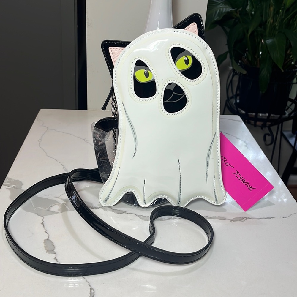 Betsey Johnson Halloween Cat Ghost Purse Crossbody Glow in the Dark XOGHOST NWT